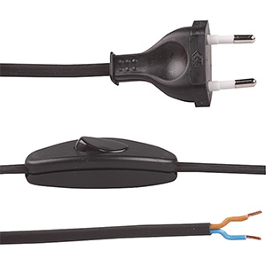 Connection cables with plug and cord switch
